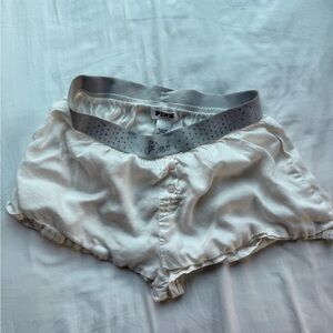 PINK Victoria's Secret White Button-Up Sleep Shorts